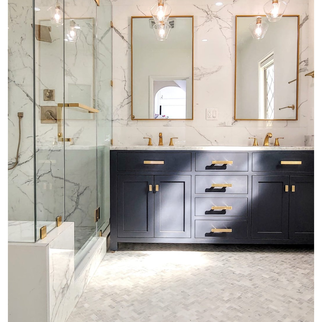 Navy Master Bathroom