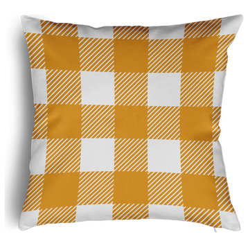 Buffalo Plaid Accent Pillow With Removable Insert, Golden Mustard, 20"x20"