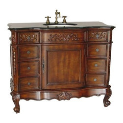 Adelina 45 inch Vintage Bathroom Vanity Black Granite Countertop - Bathroom Vanities And Sink Consoles