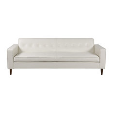 Sleek Leather Sofas Houzz Karl Eleanor Midcentury Modern Aniline Leather Sofa White Sofas