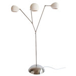 Lightexture - Claylight Floor Lamp, Dot Pattern - A tree like, architecturally designed floor lamp, partially constructed using adjustable brushed nickel branches. The remaining construction consists of a modern three-piece, hand made white ceramic shades.