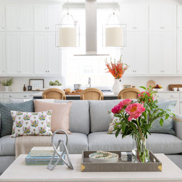 Open Concept Living Room Dallas – Soft Neutrals & Styled Coffee Table | Lark Int