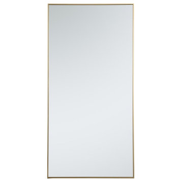 Elegant Decor Eternity 72" x 36" Contemporary Metal Frame Mirror in Brass