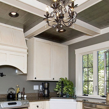 Dazzling Kitchen with Tin Accented Ceiling