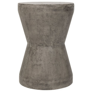 Elden Indoor/Outdoor Modern Concrete 17.3," Accent Table, Dark Gray