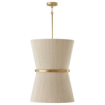 Capital Lighting Cecilia 6 Light Foyer, Bleached Natural Rope/Brass