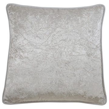 Crushed Velvet Design Down Filled Pillow, 22"x22", Ivory