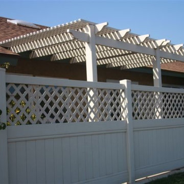 Residential Semi-Privacy Vinyl Fence w/ Lattice, Patio Cover & Gate