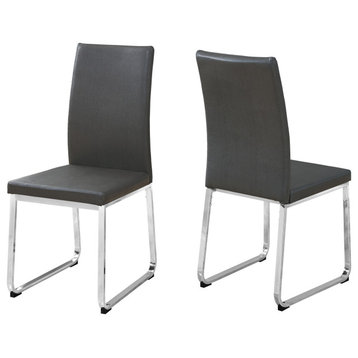 HomeRoots 39.5" x 34" x 76" Grey Foam Metal Leather Look Dining Chairs 2pcs
