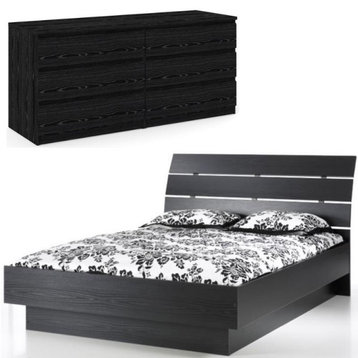 Home Square 2 Piece Furniture Set with Platform Queen Bed and Dresser