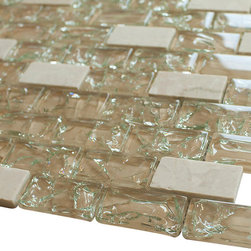 White Cleft Glass and Bianco Marble Mosaic Tile - Home Accessories & Decor