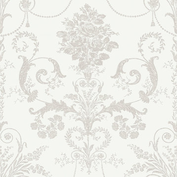 Laura Ashley Josette Wallpaper, Dove Grey/White