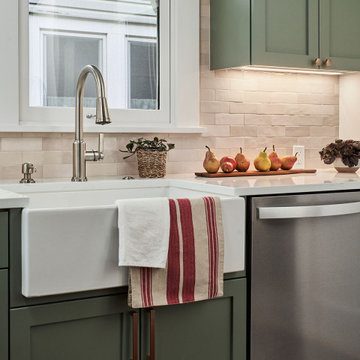 Green Transitional Kitchen