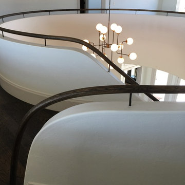 Dramatic Staircase with Contemporary Chandelier