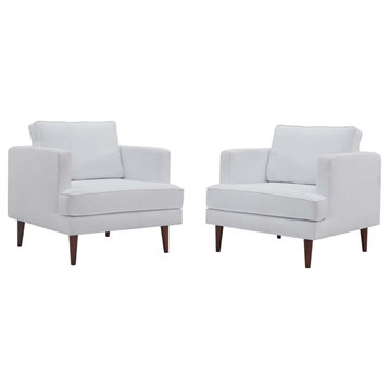 Agile Upholstered Fabric Armchair Set of 2 White