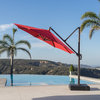 Modular 10ft Sunbrella Outdoor Round Patio Umbrella, Sunset Red