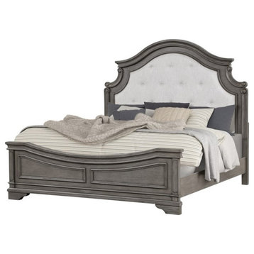 Grace Traditional Style Tufted Queen Bed Made with Wood in Gray