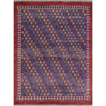 Baluchi Chioke Ivory and Red Rug, 4'10x6'5