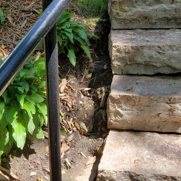 Minnetonka timber retaining wall & natural stone steps
