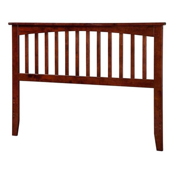 Mission Queen Spindle Headboard in Solid Wood Walnut Finish with Device Charger