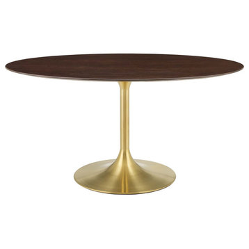 Lippa 60" Oval Wood Dining Table, Gold Cherry Walnut