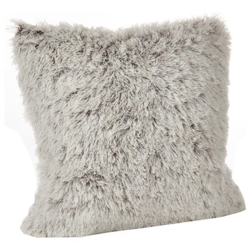 Juneau Collection Two-Tone Faux Fur Throw Pillow, Coffee