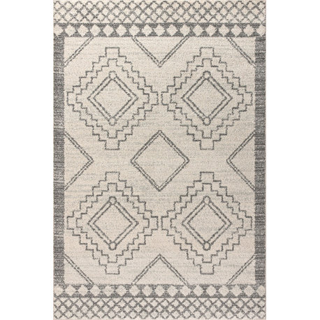 Amir Moroccan Beni Souk Rug, Cream/Gray, 8 X 10