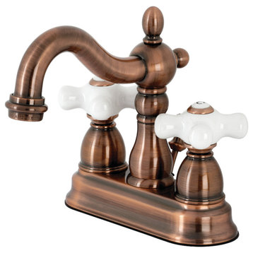 Kingston Brass KB160PXAC 4 in. Centerset Bathroom Faucet, Antique Copper