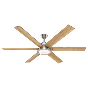 Hunter 70" Warrant Brushed Nickel Ceiling Fan With Light Kit and Wall Control