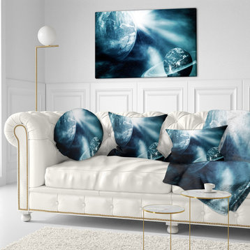 Space View With Two Planets Spacescape Throw Pillow, 12"x20"