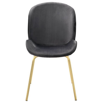 Side Chair Set of 2, Gray Velvet/Gold