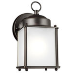 Sea Gull Lighting - Sea Gull Lighting 8592001EN3-71 New Castle - 9.5W One Light Outdoor Wall Lantern - The petite proportions and transitional accents ofNew Castle 9.5W One  Antique Bronze Satin *UL: Suitable for wet locations Energy Star Qualified: n/a ADA Certified: n/a  *Number of Lights: Lamp: 1-*Wattage:9.5w A19 Medium Base bulb(s) *Bulb Included:Yes *Bulb Type:A19 Medium Base *Finish Type:Antique Bronze