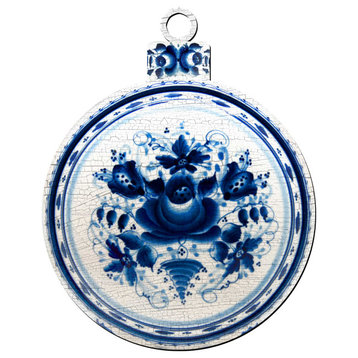 White and Blue Round Ornament