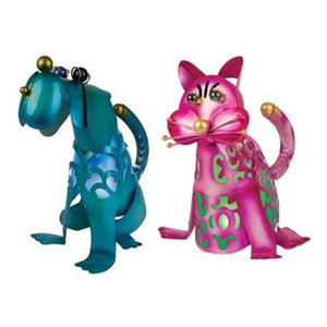 Recycled Metal Pluto Dog Rustic Garden Statues And Yard Art By Garden Meadow 723col Solar Dog Cat Metal Critter 14 Pack