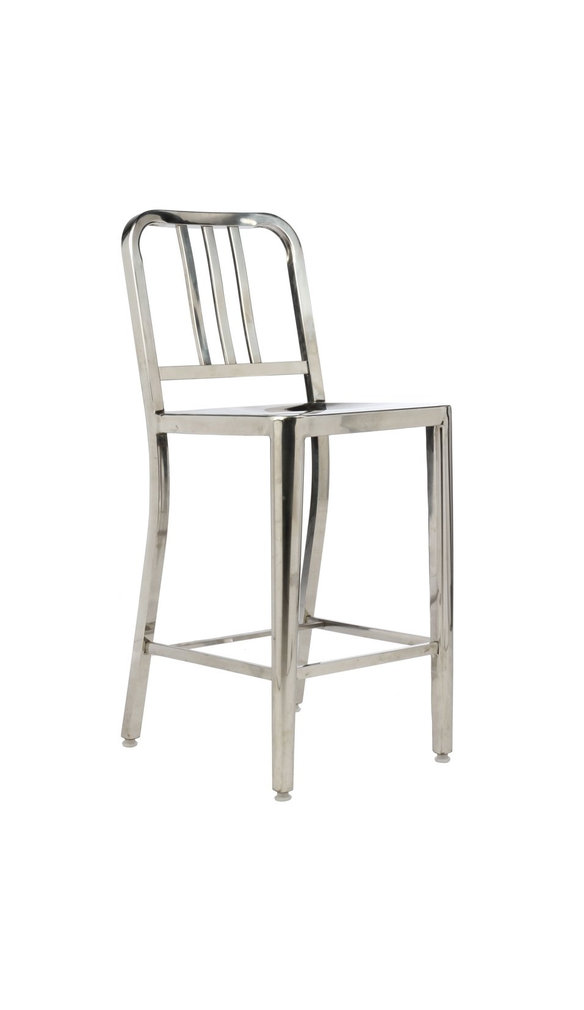 Set of 1-Stainless Steel Counter stool with Polished Metal Counter ...