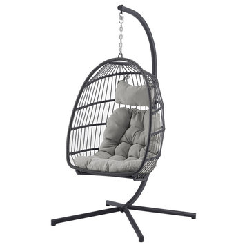 Swing Egg Chair With Stand, Gray/Gray