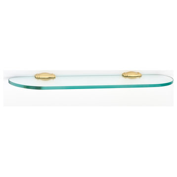 Alno A6750-18 Charlie's 18"W Bathroom Glass Shelf - Unlacquered Brass