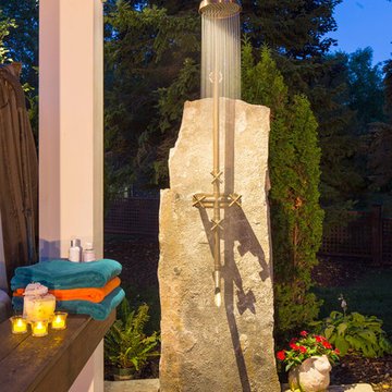 Sone Slab Outdoor Shower | Swimming Pools