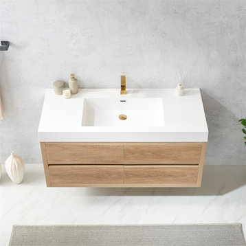 Palencia 48" Single Sink Wall-Mount Floating Wood Bathroom Vanity No Mirror