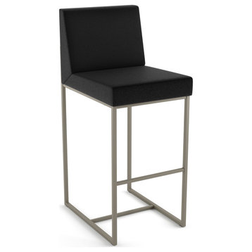 Amisco Derry Counter and Bar Stool, Charcoal Grey Boucle Polyester / Grey Metal, Bar Height