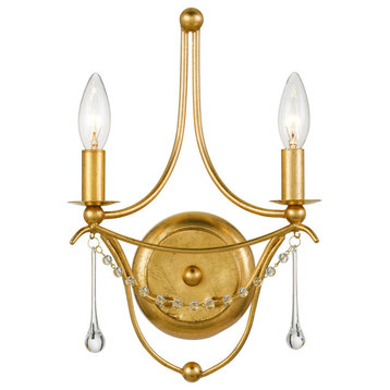 Metro 2 Light Wall Sconce, Aged Brass (AG)