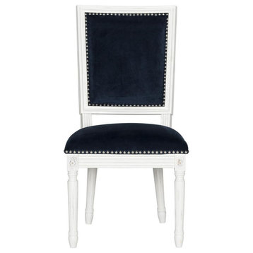 Cora 19'' H French Brasserie Velvet Side Chair Set of 2 Silver Nail Heads Navy V