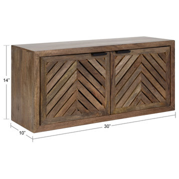 Mezzeta Decorative Wood Wall Cabinet, Rustic Brown 30x10x14