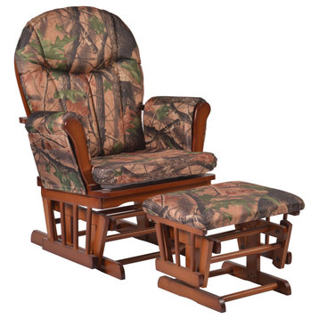 Home Deluxe Fabric Cushion 2-Piece Glider Chair and Ottoman Set, Camouflage