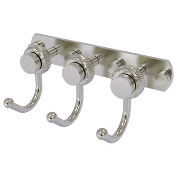Mercury 3 Position Multi Hook with Twisted Accent, Satin Nickel