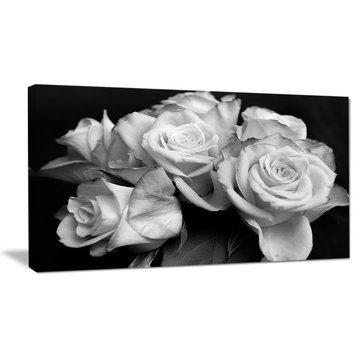 "Bunch of Roses Black and White" Canvas Print