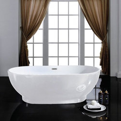 67'' x 32'' White Oval Soaking Free-Standing Pedestal Bathtub - Bathtubs