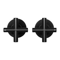 MEIR MATTE BLACK ROUND CROSS HANDLE JUMPER VALVE WALL TOP ASSEMBLIES SKU: MW08JL - Bathroom Taps and Shower Heads