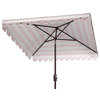Safavieh Vienna 7.5' Square Crank Umbrella, Gray/White