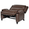 Upham Faux Leather Oversized Pushback Recliner, Dark Brown/Espresso